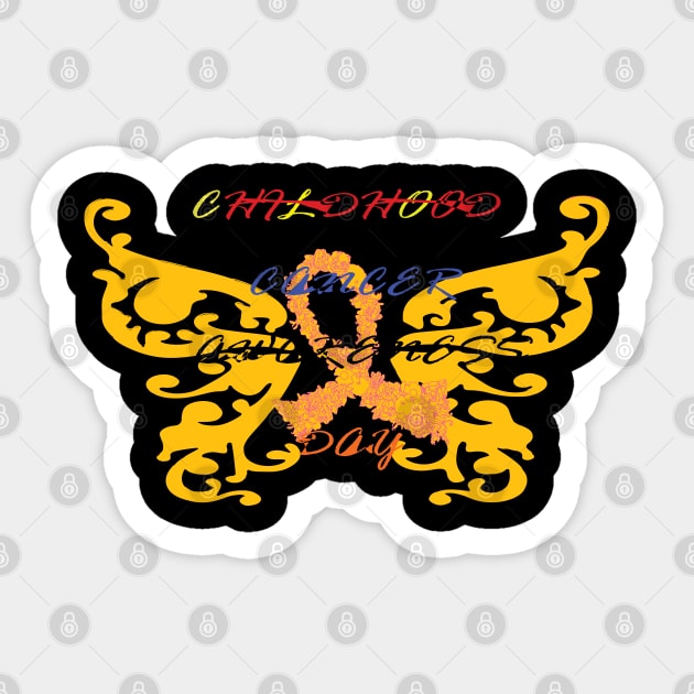 Gold Ribbon, Gold Butterfly Sticker by busines_night